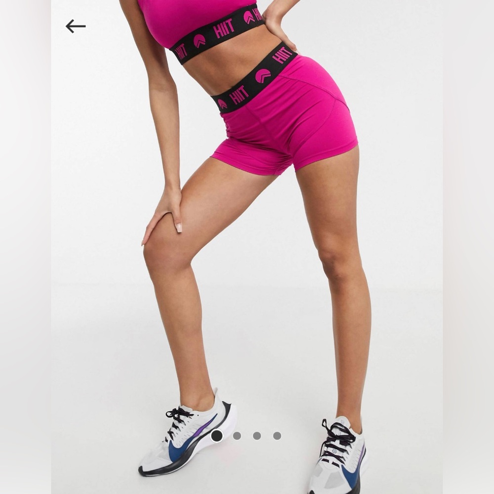 HIIT booty shorts in pink with logo waistband size m